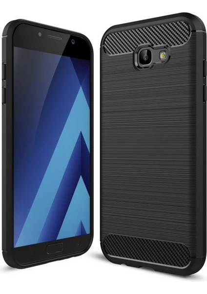 Samsung Galaxy A7 2017 Brushed Carbon Fiber Silikon Kılıf - Siyah AL3332