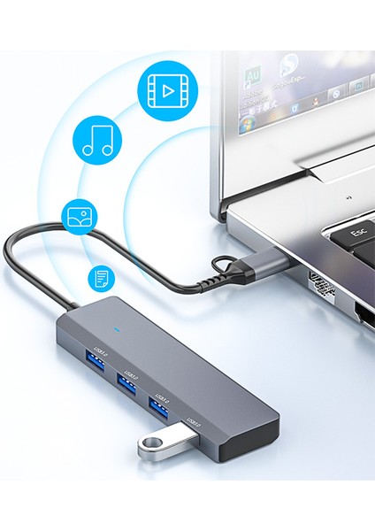 ADS-305D 4in1 Usb-Type-C To 4x Usb3.0 Hub Çoğaltıcı Çevirici Dönüştürücü Adaptör