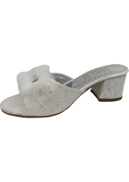 Kadın Sedef Tüylü Kalın Topuklu Oda Terliği modelleri