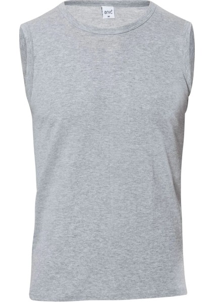 5 Adet, Erkek Ribana Sıfır Kol Sıfır Yaka Atlet %100 Cotton (Ribana) Gri