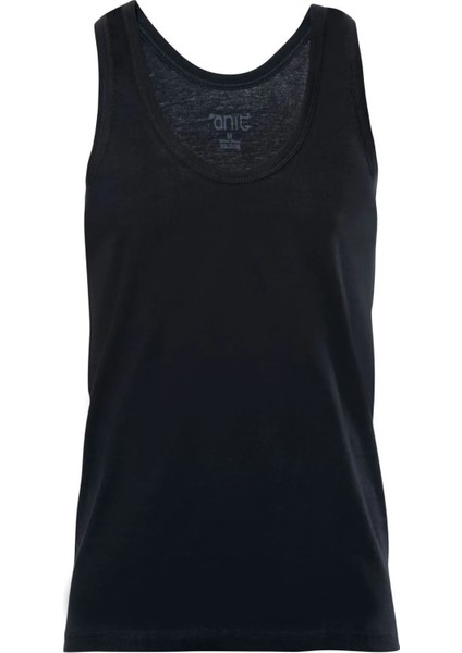 10 Adet, (Ekonomik Paket) Kalın Askılı Klasik Erkek Atlet %100 Pamuk (Penye) Siyah