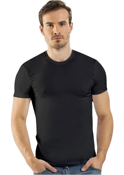 3 Adet, Modal Erkek Yarım Kol Sıfır Yaka Atlet %47 Modal %47 Cotton %6 Elastan Siyah