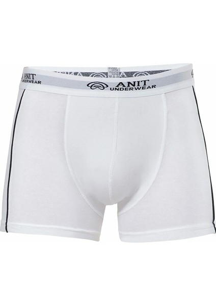 5 Adet, Likralı Pamuklu Şeritli Erkek Boxer %92 Coton( Pamuk) %8 Likra Beyaz