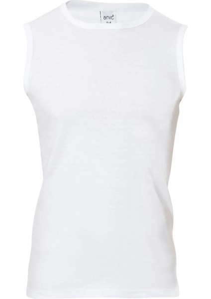 5 Adet, Erkek Ribana Sıfır Kol Sıfır Yaka Atlet %100 Cotton (Ribana) Beyaz