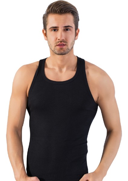 2'li Paket, %100 Pamuklu, Ribana & Kaşkorse, Sırtı Çapraz, Erkek Sporcu Atlet 1008