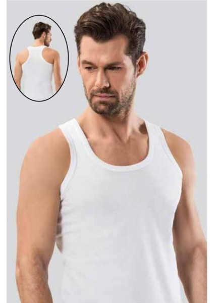 3 Adet, Modal Geniş Askılı Sporcu Erkek Atlet %47 Pamuk, %47 Modal, %6 Likra Beyaz