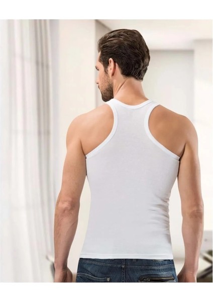 3 Adet, Modal Geniş Askılı Sporcu Erkek Atlet %47 Pamuk, %47 Modal, %6 Likra Beyaz modelleri