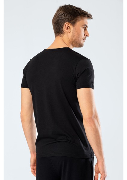 Kısa Kollu, V Yaka Slim Fit Basic Erkek T-Shirt