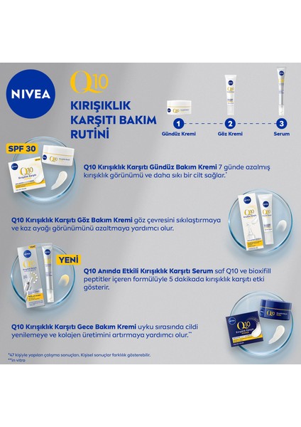 NIVEA Q10 Power Kırışık Gündüz Yüz Bakım Kremi; 50 ml; SPF15 Güneş Koruması; Normal Cilt tipleri için; Nemlendirici;  Yüz Kremi