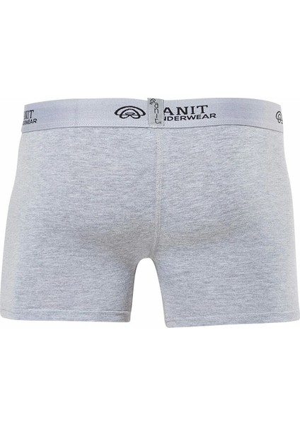10 Adet,(Ekonomik Paket) Likralı Pamuklu Şeritli Erkek Boxer %92 Coton( Pamuk) %8 Likra Gri