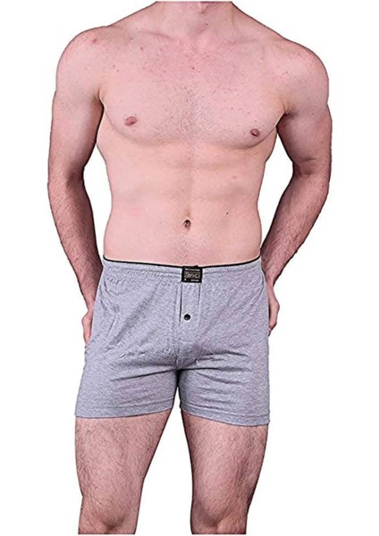 10 Adet, (Ekonomik Paket) Erkek Büyük Beden Düğmeli Pamuk Penye Boxer %100 Pamuk(Penye) Gri