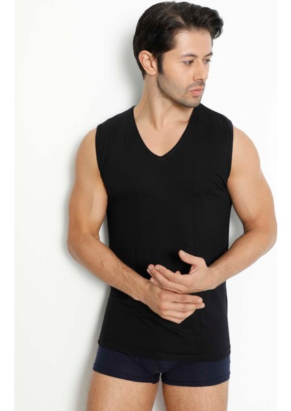 Bambu Kumaş, Kolsuz, V Yaka, Likralı Erkek Atlet & T-Shirt