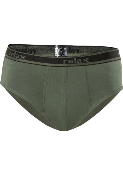 10 Adet, (Ekonomik Paket) Relax Pamuklu Erkek Slip Külot %92 Pamuk %8 Likra Haki