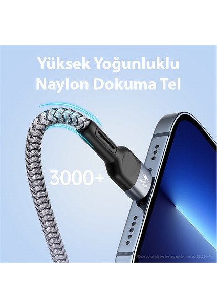 A3 3in1 Type-C + iPhone Lightning + Micro USB 3A Hızlı Şarj Kablosu 1.3m indirimleri