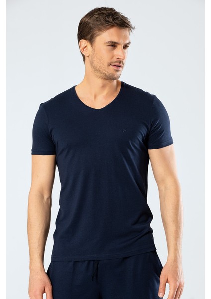 Kısa Kollu, V Yaka Slim Fit Basic Erkek T-Shirt