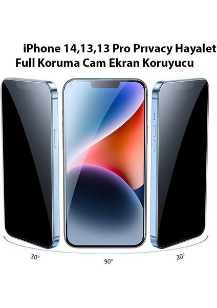 Polham Gizlilik Özellikli Iphone 13,13 Pro,iphone 14 Uym Privacy Ful Kaplama Kırılmaz Ekran Koruyucu