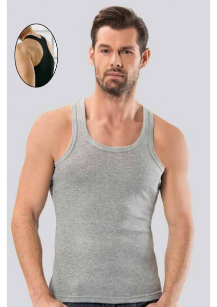 10 Adet, (Ekonomik Paket) Erkek Ribana Sporcu Atlet %100 Cotton (Ribana) Siyah