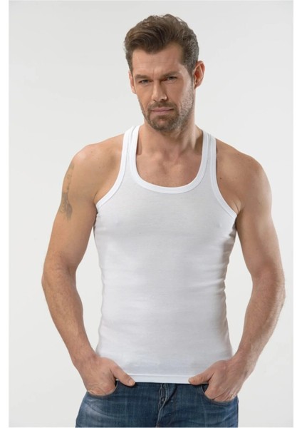 10 Adet, (Ekonomik Paket)Kalın Askılı Sporcu Kesim Kaşkorse Erkek Atlet %92 Pamuk %8 Likra Beyaz fiyatları