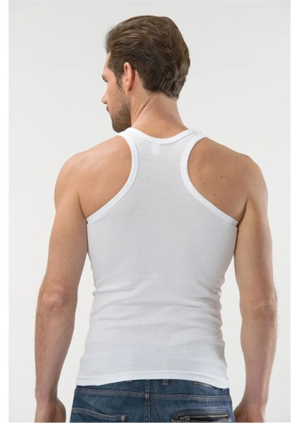 10 Adet, (Ekonomik Paket)Kalın Askılı Sporcu Kesim Kaşkorse Erkek Atlet %92 Pamuk %8 Likra Beyaz modelleri