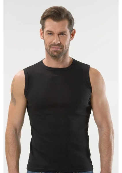10 Adet,(Ekonomik Paket) Erkek Ribana Sıfır Kol Sıfır Yaka Atlet %100 Cotton (Ribana) Siyah fiyatları