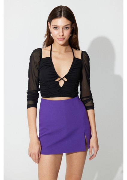 Siyah Göğüs Dekolteli Fermuarlı Büstiyer SS23CT4731Sİ