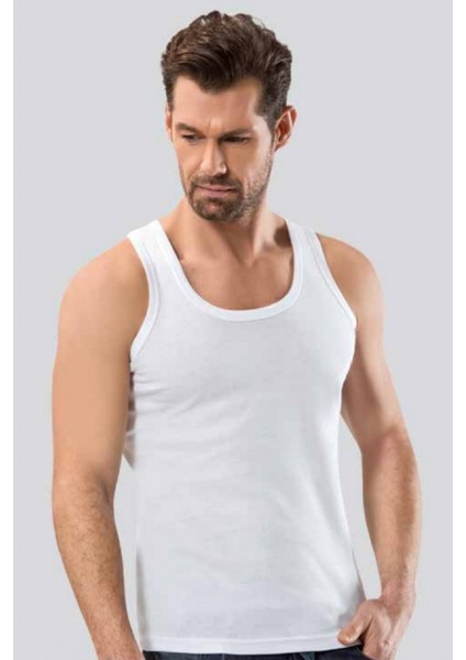 5 Adet, Erkek Ribana Klasik Askılı Atlet %100 Cotton (Ribana) Beyaz