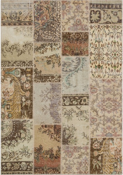Patchwork Bej Patchwork Yün ve Pamuk El Dokuma Oda Salon Halısı