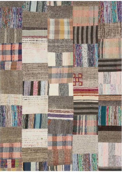 Patchwork Bej Patchwork Yün ve Pamuk El Dokuma Alan Halısı