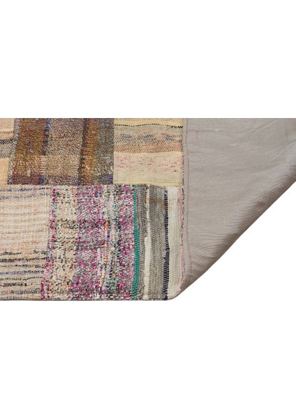 Patchwork Bej Patchwork Yün ve Pamuk El Dokuma Alan Halısı