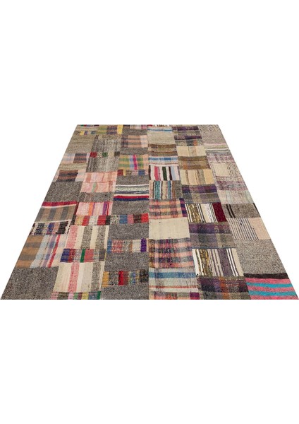 Patchwork Bej Patchwork Yün ve Pamuk El Dokuma Alan Halısı