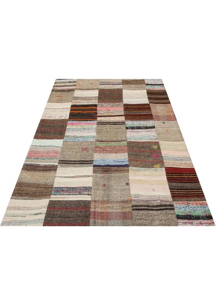 Patchwork Bej Patchwork Yün ve Pamuk El Dokuma Alan Halısı modelleri