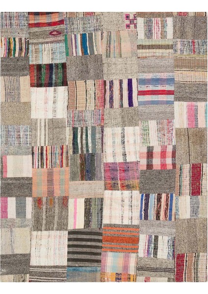 Patchwork Bej Patchwork Yün ve Pamuk El Dokuma Alan Halısı