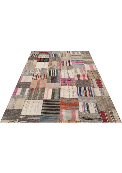 Patchwork Bej Patchwork Yün ve Pamuk El Dokuma Alan Halısı