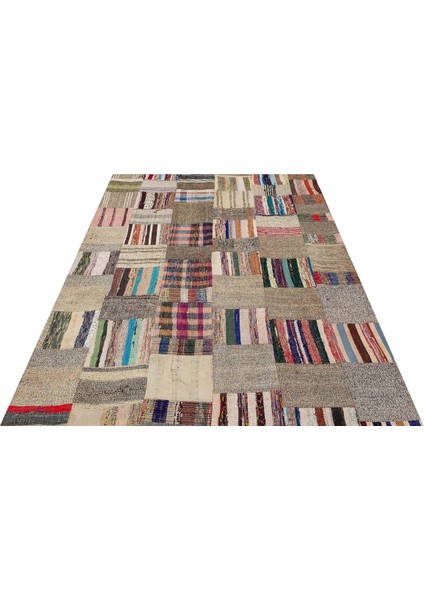 Patchwork Bej Patchwork Yün ve Pamuk El Dokuma Oda Salon Halısı modelleri
