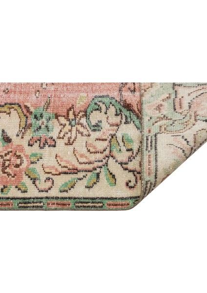 Vintage Bej Göbekli Yün ve Pamuk El Dokuma Oda Salon Halısı fiyatları