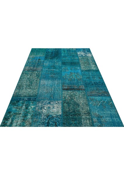 Patchwork Mavi Patchwork Yün ve Pamuk El Dokuma Alan Halısı modelleri