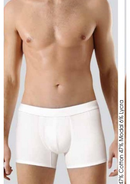 5 Adet, Modal Erkek Boxer %47 Cotton %47 Modal %6 Lycra Beyaz