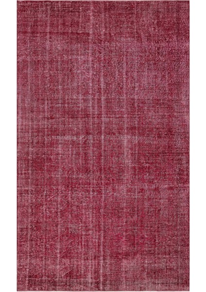 Vintage Bordo Eskitme Yün ve Pamuk El Dokuma Oda Salon Halısı