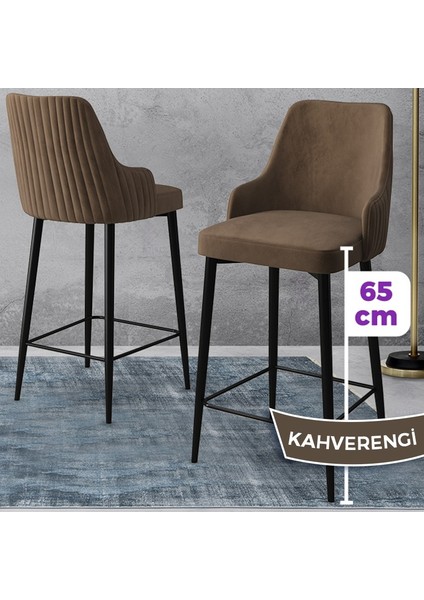 Concept Tera Serisi, 65 cm Mutfak Bar Sandalyesi, Babyface Kumaş, Siyah Metal Ayak 6 Adet Sandalye