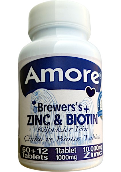 Köpek Brewers Çinko Biyotin Tüy Döküm Xl Tableti 72 Adet 1000 Mg Zinc Biotin Extra Large Tabs