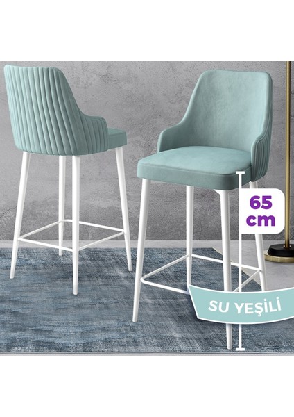 Concept Tera Serisi, 65 cm Mutfak Bar Sandalyesi, Babyface Kumaş, Beyaz Metal Ayak 6 Adet Sandalye