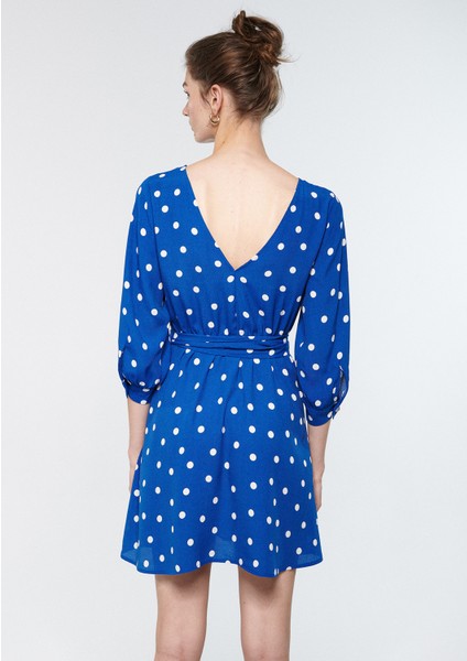 Kadın Puantiyeli Mavi Elbise 1310289-84625 fırsatları