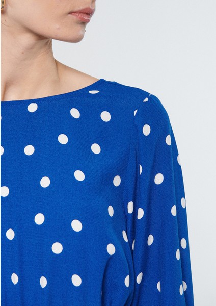 Kadın Puantiyeli Mavi Elbise 1310289-84625 indirimleri