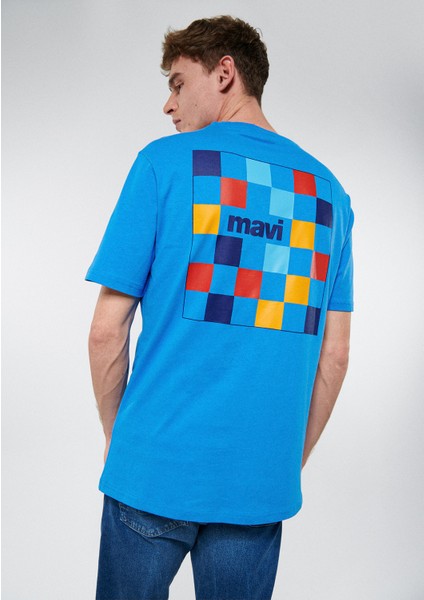 Erkek Mavi Logo Sırt Baskılı Mavi Tişört 0611312-70876