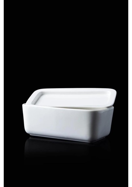 Beyaz Porselen 6'Lı Kapaklı Kase 18cm