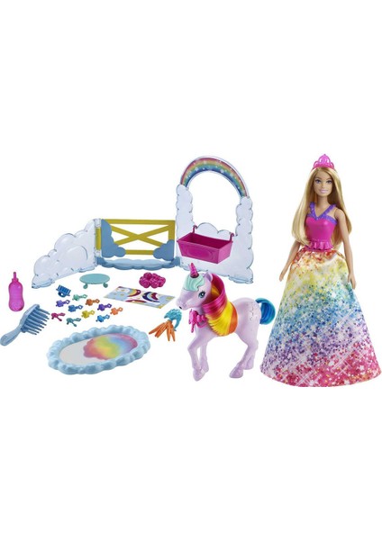 Melek Store  GTG01 Barbie, Bebek ve Tek Boynuzlu At, Dreamtopia Hayaller Ülkesi