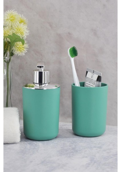 2'li Set Yeşil, Diş Fırçalık Ve Sıvı Sabunluk - Brasil Model