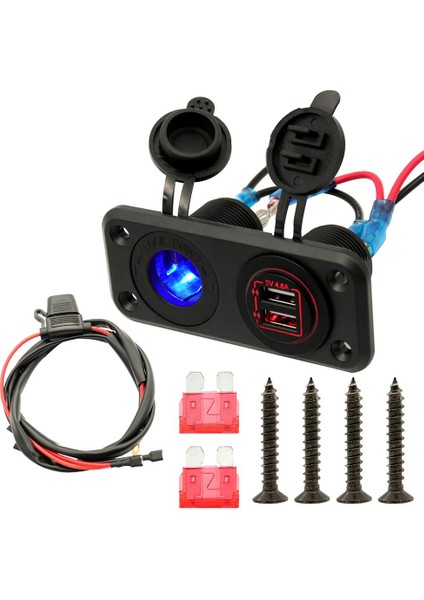 Araba Şarj Cihazı 12V/24V Su Geçirmez Çift USB Hızlı Şarj Cihazı Güç Çıkışı Için (Yurt Dışından)