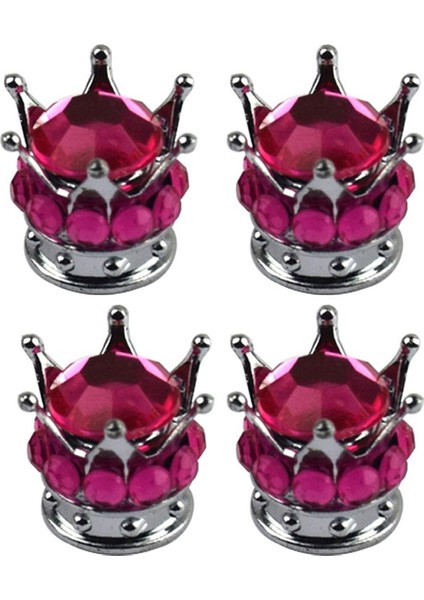 4 Adet Gümüş Taç Coral Bling Elmas Lastik Tekerlek Kök Valf Kapakları Araba Kamyonu (Yurt Dışından)
