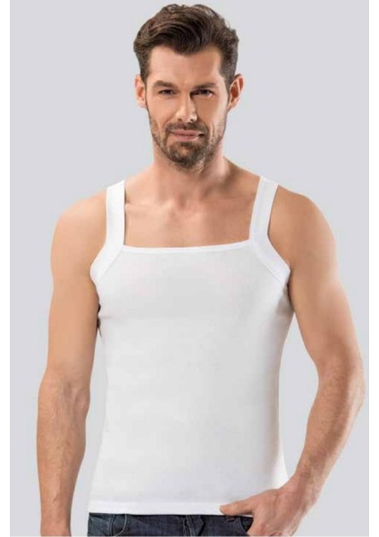 3 Adet, Askılı Kare Yaka Erkek Atlet %100 Pamuk(Ribana ) Beyaz fiyatları